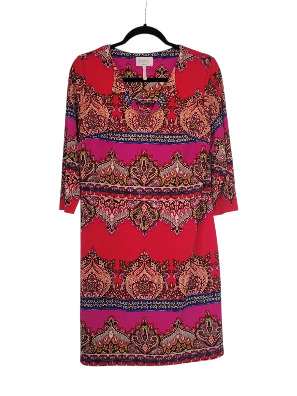 Laundry by Shelli Segal Red & Magenta Paisley Shift Dress